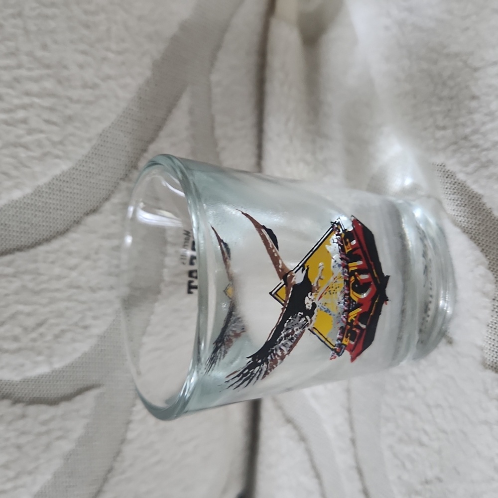 Eagle Shot Glass with Yellow and Red Design